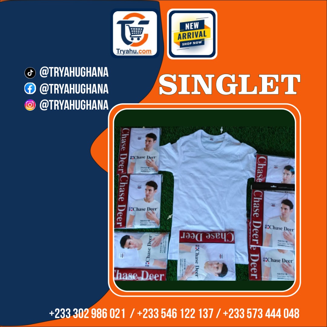 Chase Deer Singlet for Men | 100% Cotton | Premium Comfort Wear | Tryahu Ghana